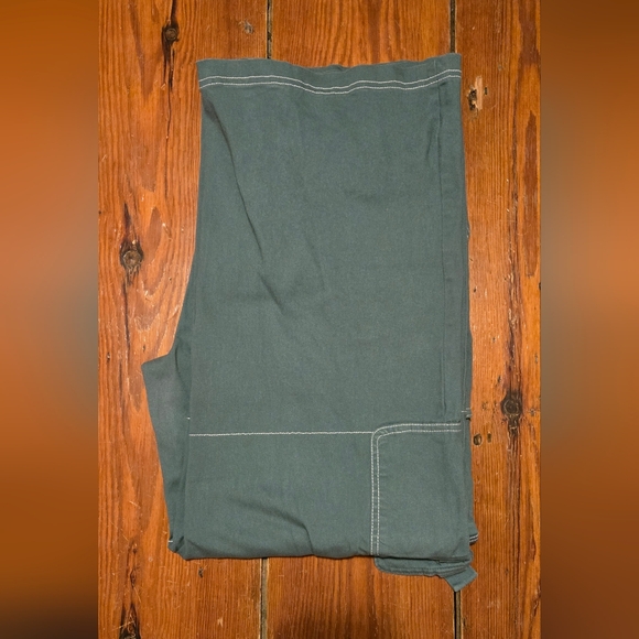Y2K Style Wide Leg Cargo High Waist Women's Green Elastic Waist Pants Sz XL - Picture 5 of 9